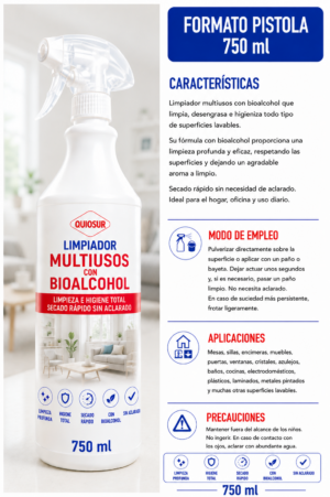 Limpiador multiusos con bioalcohol doméstico